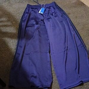 NWT ADIDAS PURPLE SATIN WIDE LEG PANTS